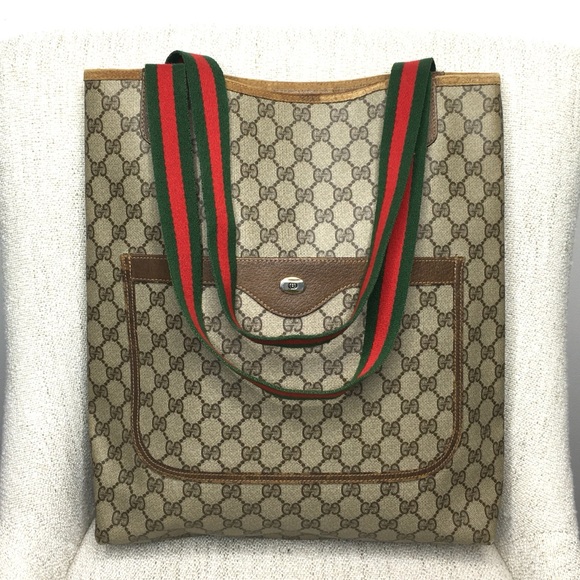 Gucci authentic brown monogram coated canvas tote bag - Picture 1 of 16